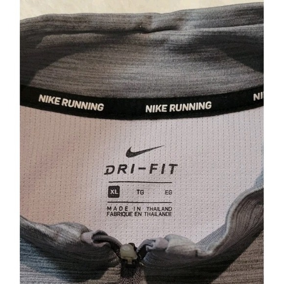 NIKE RUNNING DRI FIT MENS GRAY STRIPED LONG SLEEVE 1/4 ZIP SHIRT SIZE XL - Picture 3 of 5